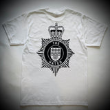 THE HATED SKATEBOARDS: BRITISH TRANSPORT POLICE TEE (WHITE) "exclusive black on white print"